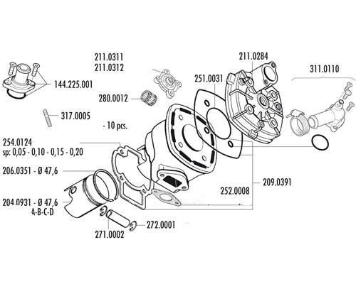 Vízcső csatlakozó hengerfejhez Piaggio 50